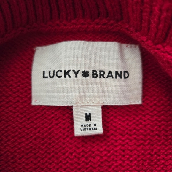 Lucky Brand mock neck tunic sweater. color: tango red. Size Medium. New.Like a - Picture 8 of 9